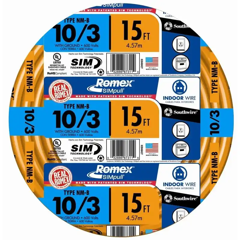 15 Ft. 10/3 Solid Romex Type Nm-b Wg Non-metallic Wire