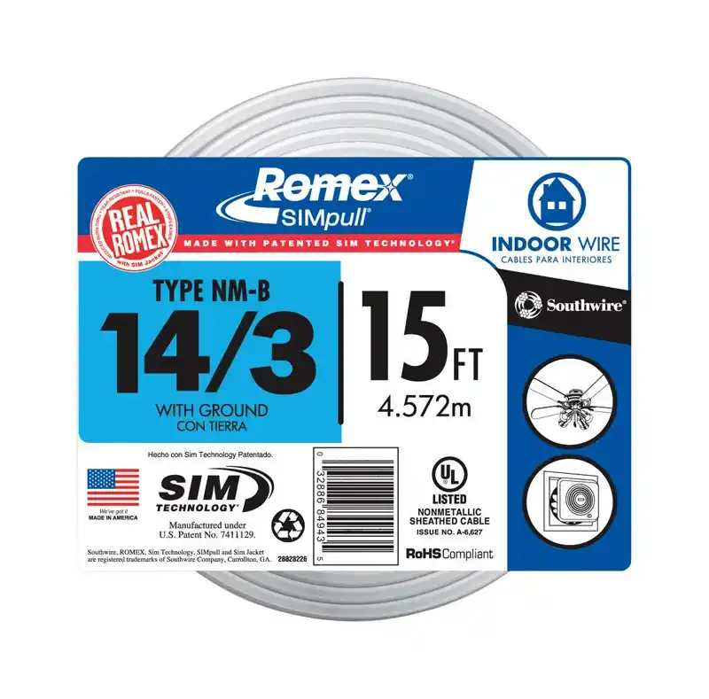 15 Ft. 14/3 Solid Romex Type Nm-b Wg Non-metallic Wire