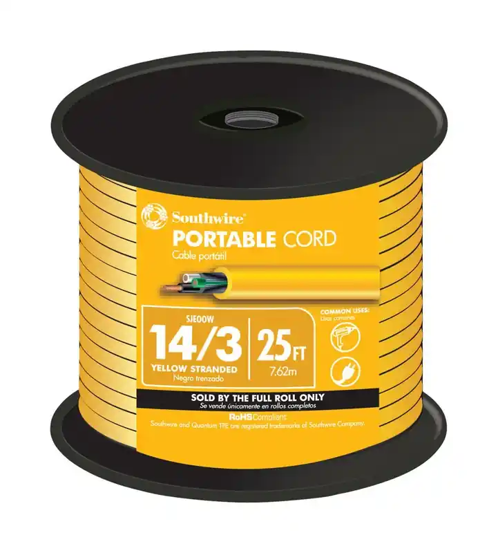 25 Ft. 14/3 Stranded Copper Sjeoow Power Cord - 300 Volt