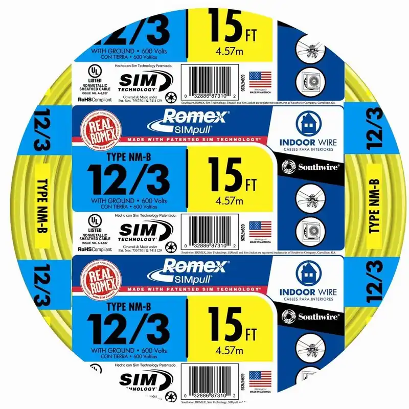 15 Ft. 12/3 Solid Romex Type Nm-b Wg Non-metallic Wire