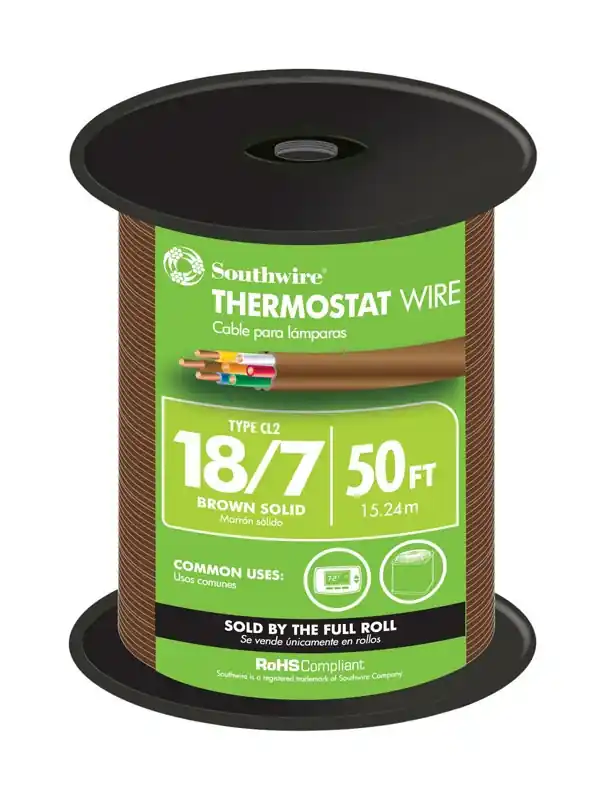 50 Ft. 18/7 Solid Copper Thermostat Wire - Ul Listed, Pvc Jacket