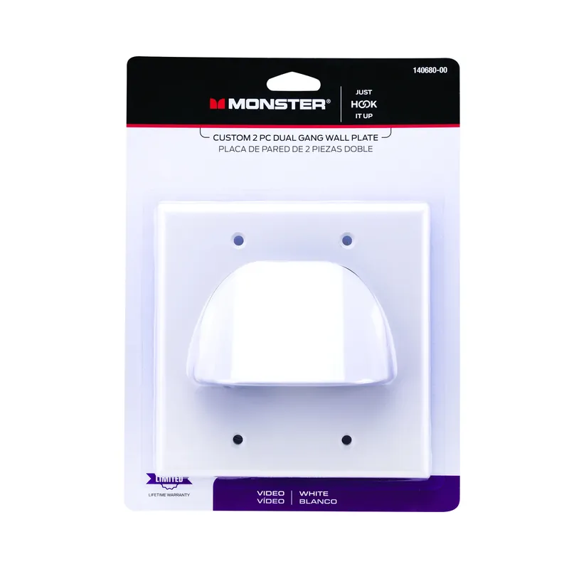 Monster Just Hook It Up White 2 Gang Plastic Home Theater Wall Plate 2 Pk