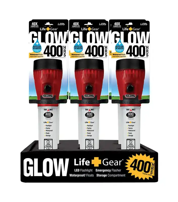 Glow 12 Lumens Red Led Flashlight With Emergency Flasher And Storage Compartment