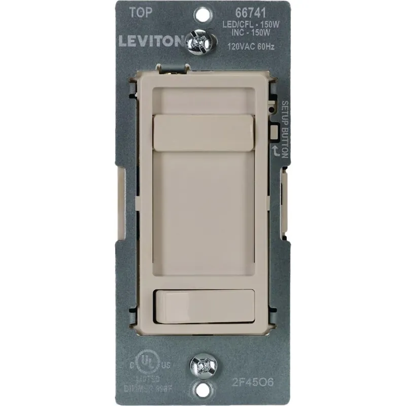 Leviton SureSlide Almond LED/CFL Slide Dimmer – Smooth Brightness Control