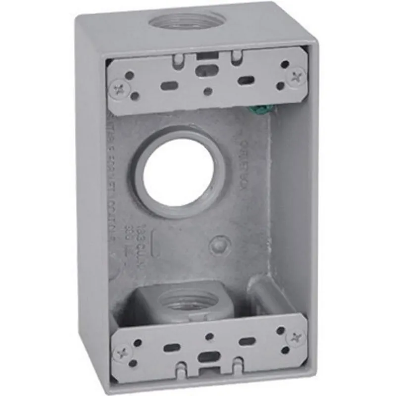 Weatherproof 1 Gang Rectangular Outlet Box, Gray