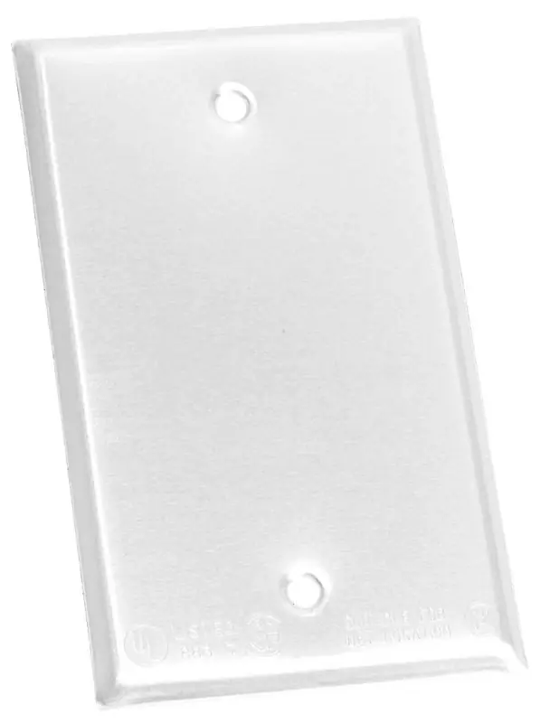 1718634 Weatherproof Blank Cover, White, Stamped Steel