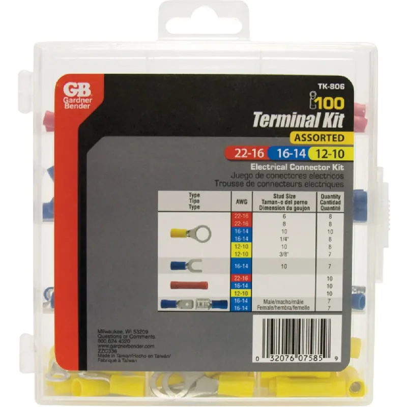 Gardner Bender 22-10 Ga. Insulated Wire Terminal Kit With Reusable Case Assorted 100 Pk