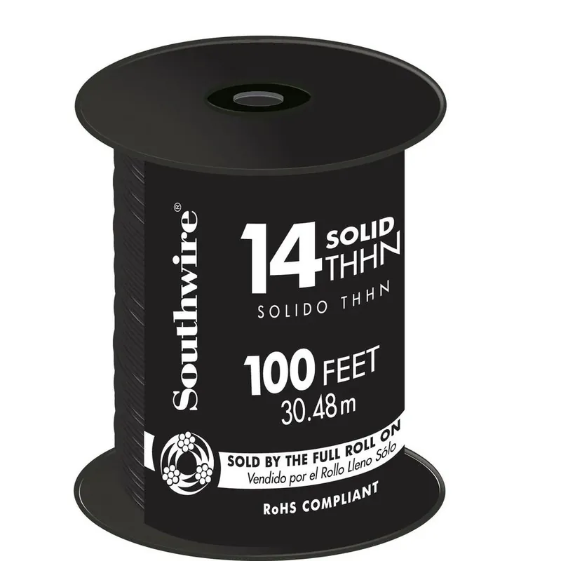 100 Ft. 14/1 Solid Thhn Building Wire - Black Copper