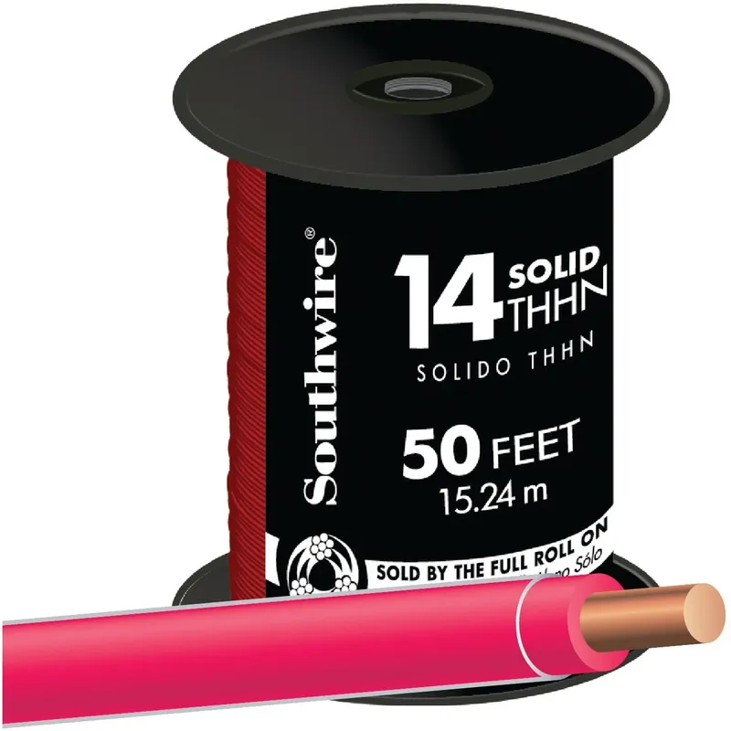 50 Ft. 14 Awg Solid Red Thhn Electrical Wire - Ul Listed