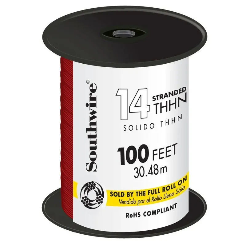 100 Ft. 14/1 Stranded Thhn Building Wire - Red Copper