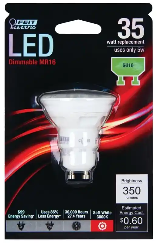 35w Equivalent Warm White Mr16 Gu10 Dimmable Led Light Bulb - Feit Electric Model Bpmr16/gu10/led