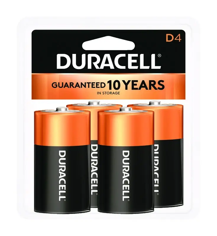 Duracell Coppertop D Alkaline Batteries 4 Pk Carded