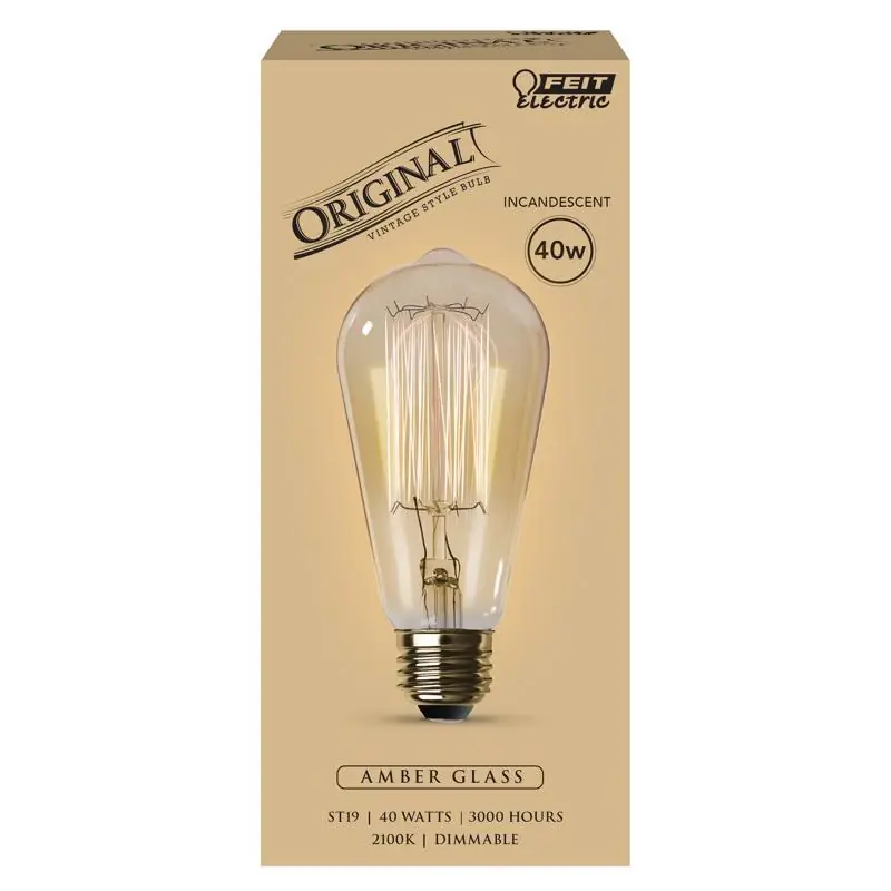 Feit The Original 40 W ST19 Vintage Incandescent Bulb E26 (Medium) Soft White 1 Pk