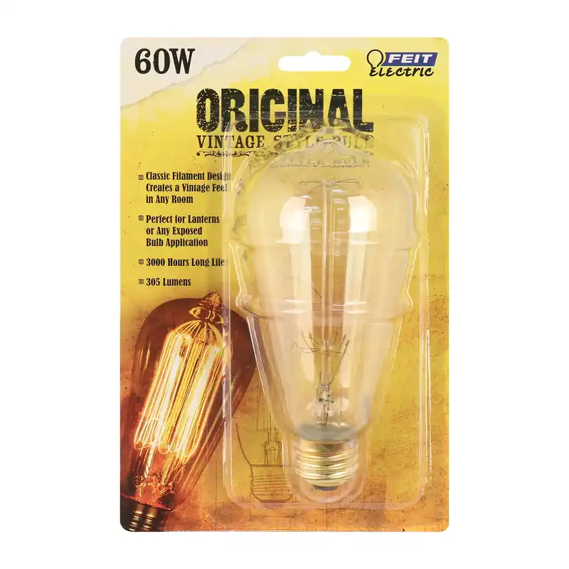Feit The Original 60 W ST19 Vintage Incandescent Bulb E26 (Medium) Soft White 1 Pk