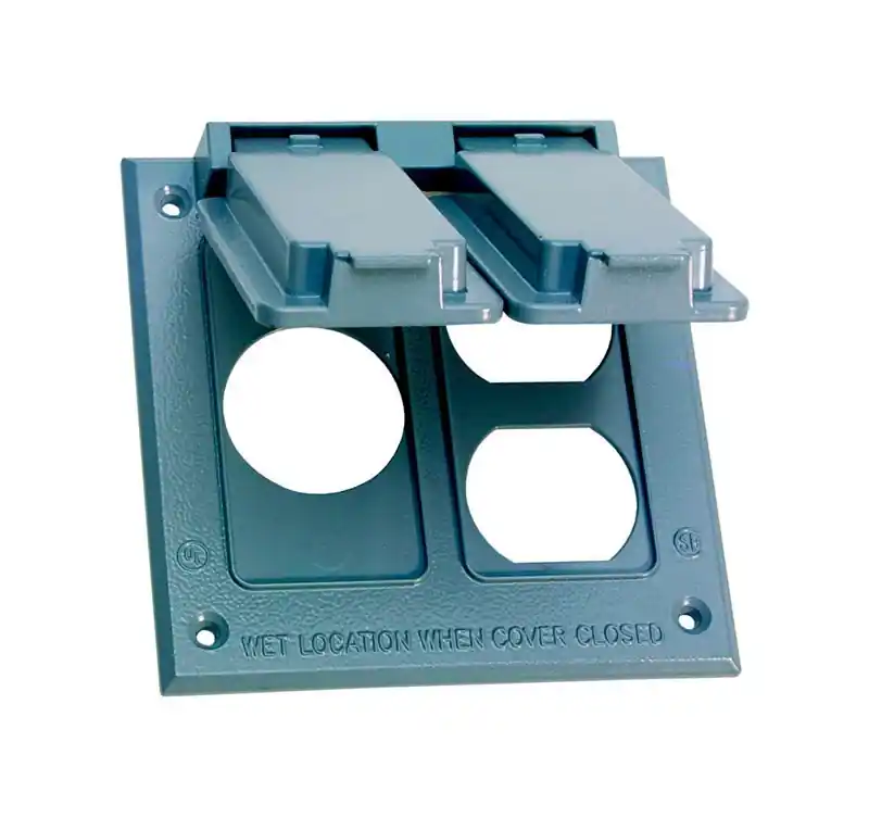 Square Metal 2 Gang Combo Box Cover For Wet Locations