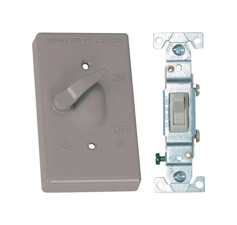 Rectangle Metal 1 Gang Toggle Switch And Cover For Wet Locations