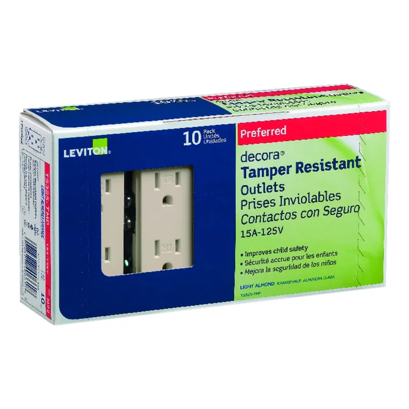 Leviton Decora 15 Amps 125 V Duplex Light Almond Outlet 5-15R 10 Pk