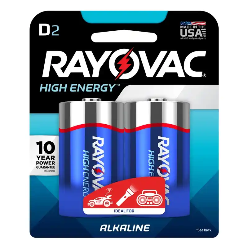 Rayovac High Energy D Alkaline Batteries 2 Pk Carded