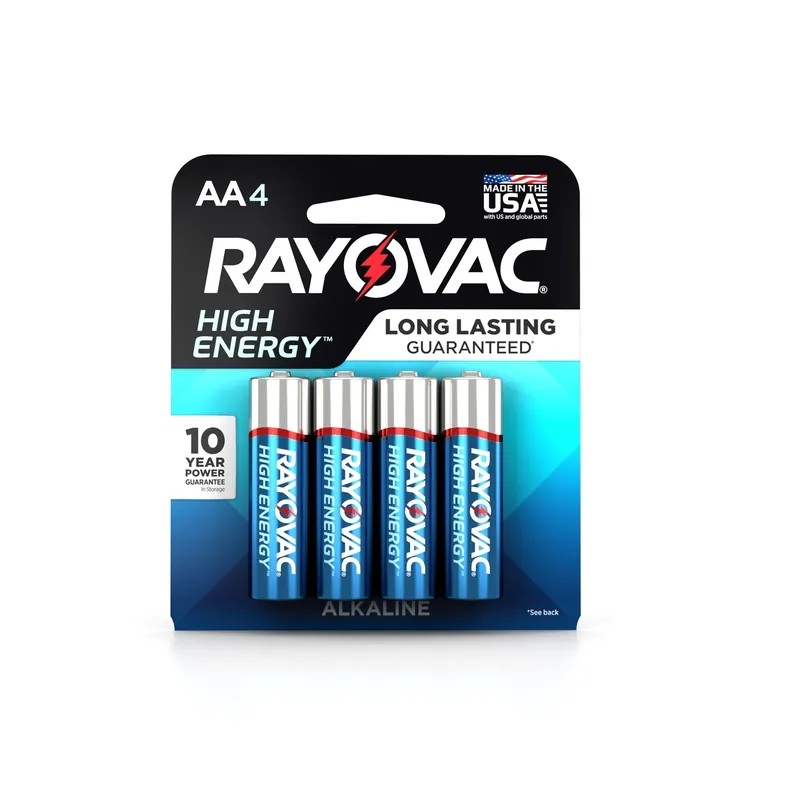 Rayovac High Energy AA Alkaline Batteries 4 Pk Carded