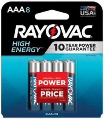 Rayovac High Energy AAA Alkaline Batteries 8 Pk Carded