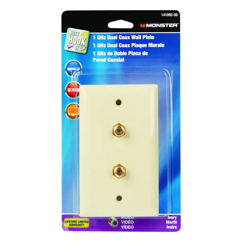 Monster Just Hook It Up Ivory 1 Gang Plastic Coaxial Wall Plate 1 Pk