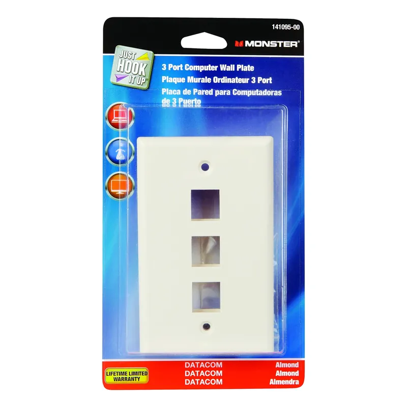 Monster Just Hook It Up Almond 3 Gang Plastic Keystone Wall Plate 1 Pk