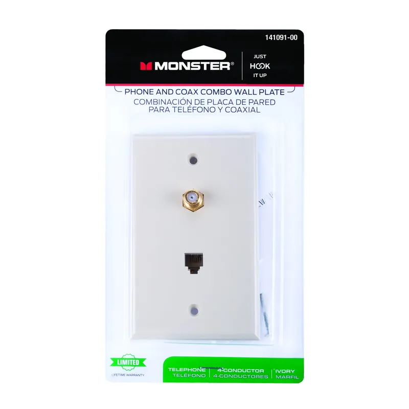 Monster Just Hook It Up Ivory 1 Gang Plastic Coaxial Wall Plate 1 Pk