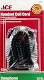 34755 12ft Black Telephone Handset Coil Cord With 4 Conductors