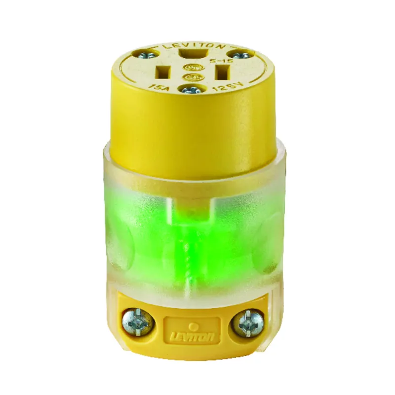 15a 125v 3-wire 2-pole Illuminated Cord Connector - Yellow
