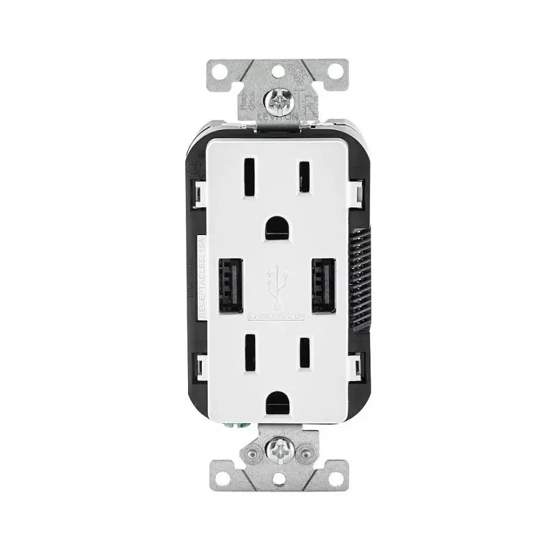 Leviton Decora 15 Amps 125 V Duplex White Outlet And USB Charger 5-15R 1 Pk