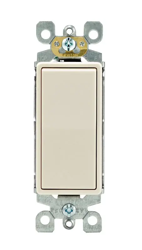 Leviton Decora 15 Amps Single Pole Rocker AC Quiet Switch Light Almond 10 Pk