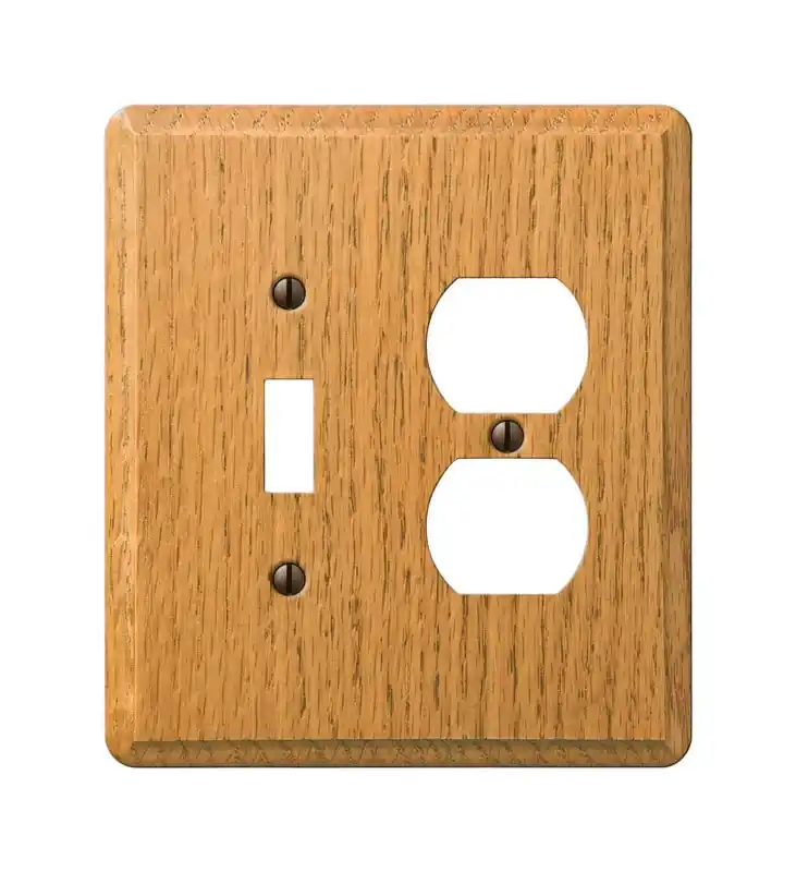Amerelle Contemporary Light Brown 2 Gang Oak Wood Duplex/Toggle Wall Plate 1 Pk