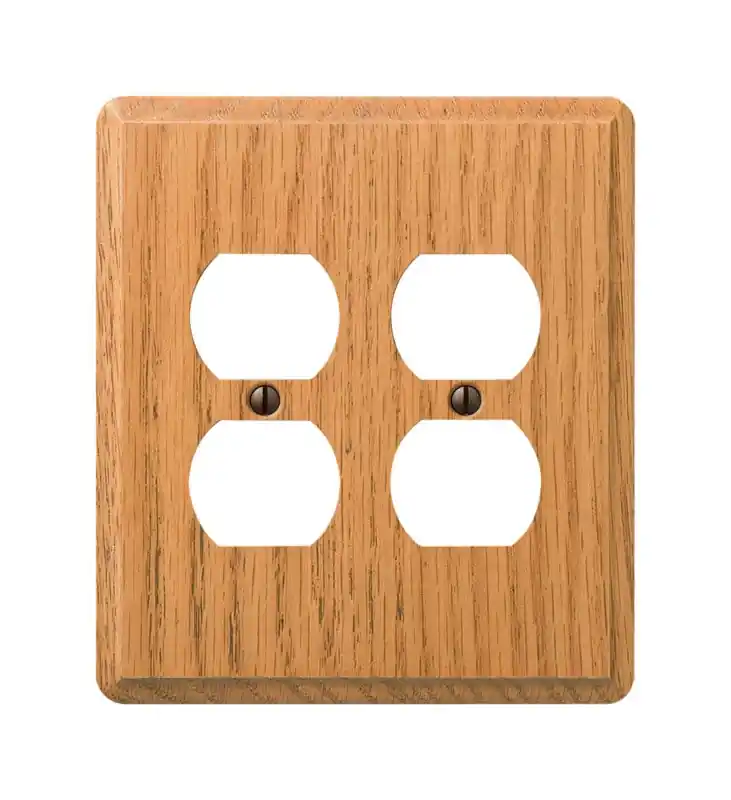 Amerelle Contemporary Light Brown 2 Gang Oak Wood Duplex Wall Plate 1 Pk