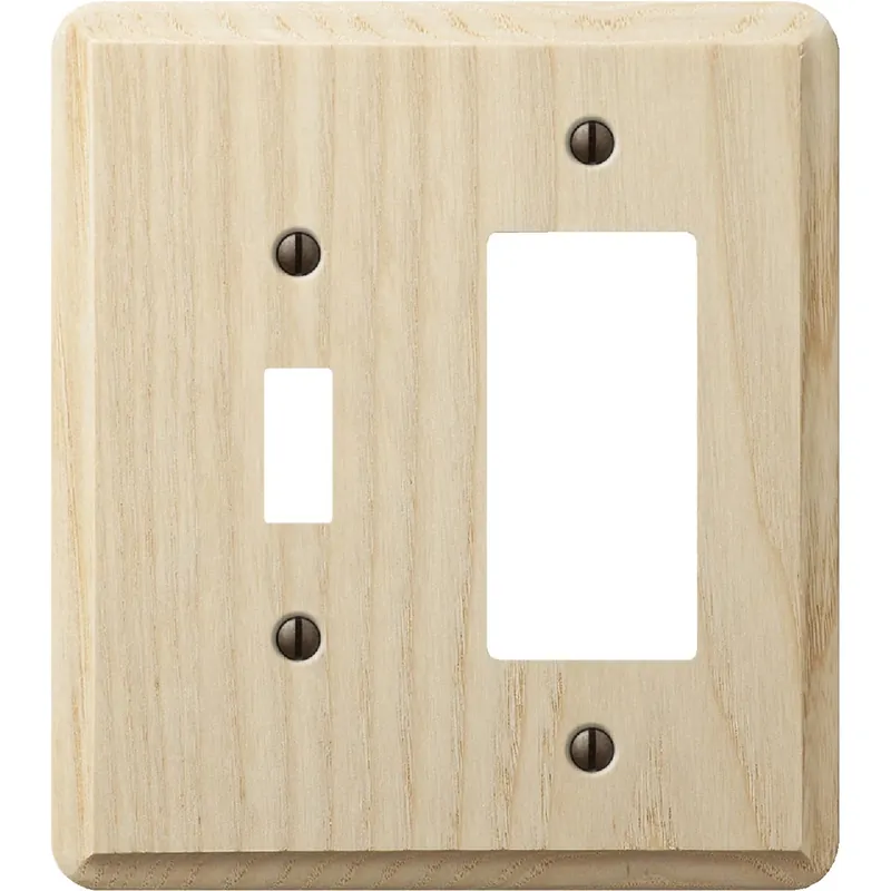 Amerelle Contemporary Unfinished Beige 2 Gang Wood Decorator/Toggle Wall Plate 1 Pk
