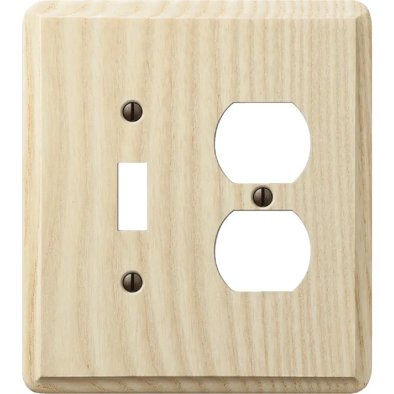 Amerelle Contemporary Unfinished Beige 2 Gang Ash Wood Duplex/Toggle Wall Plate 1 Pk