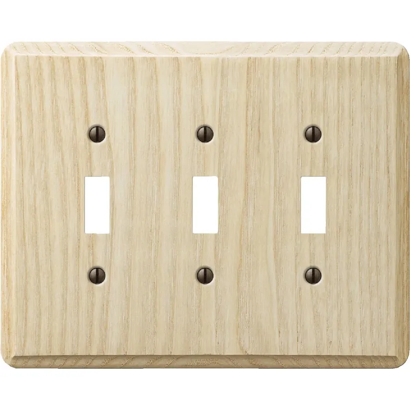Amerelle Contemporary Unfinished Beige 3 Gang Wood Toggle Wall Plate 1 Pk