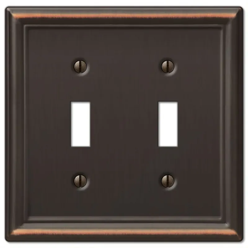 Amerelle Chelsea Aged Bronze 2 Gang Stamped Steel Toggle Wall Plate 1 Pk