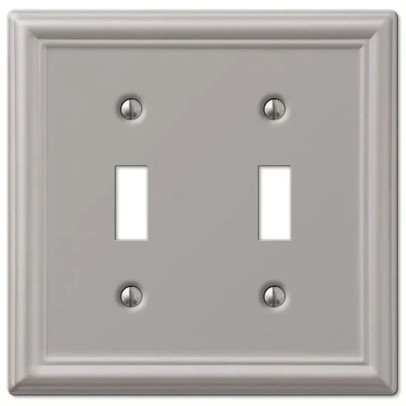 Amerelle Chelsea Brushed Nickel 2 Gang Stamped Steel Toggle Wall Plate 1 Pk