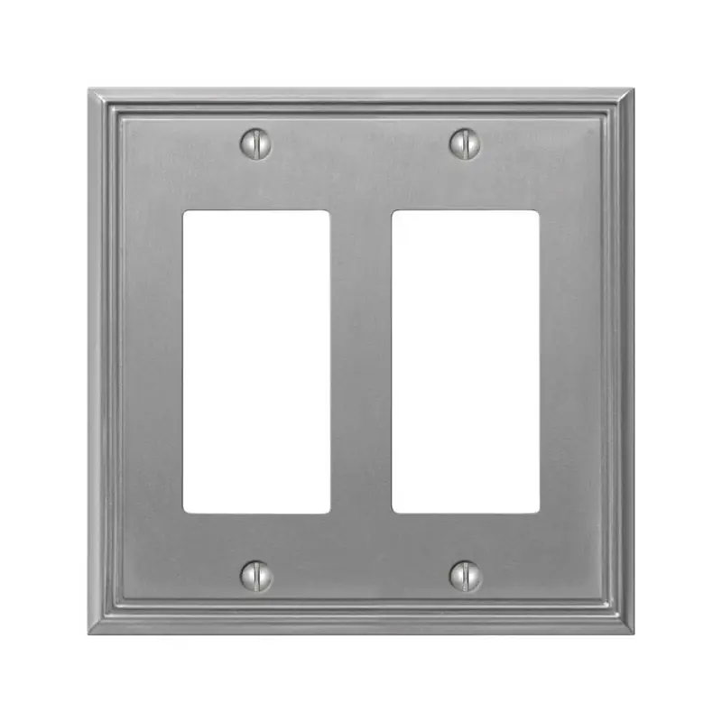 Amerelle Metro Brushed Nickel 2 Gang Die-Cast Metal Decorator Wall Plate 1 Pk