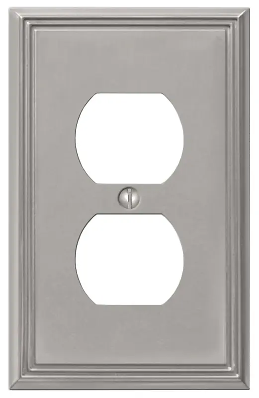 Amerelle Metro Brushed Nickel 1 Gang Die-Cast Metal Duplex Wall Plate 1 Pk