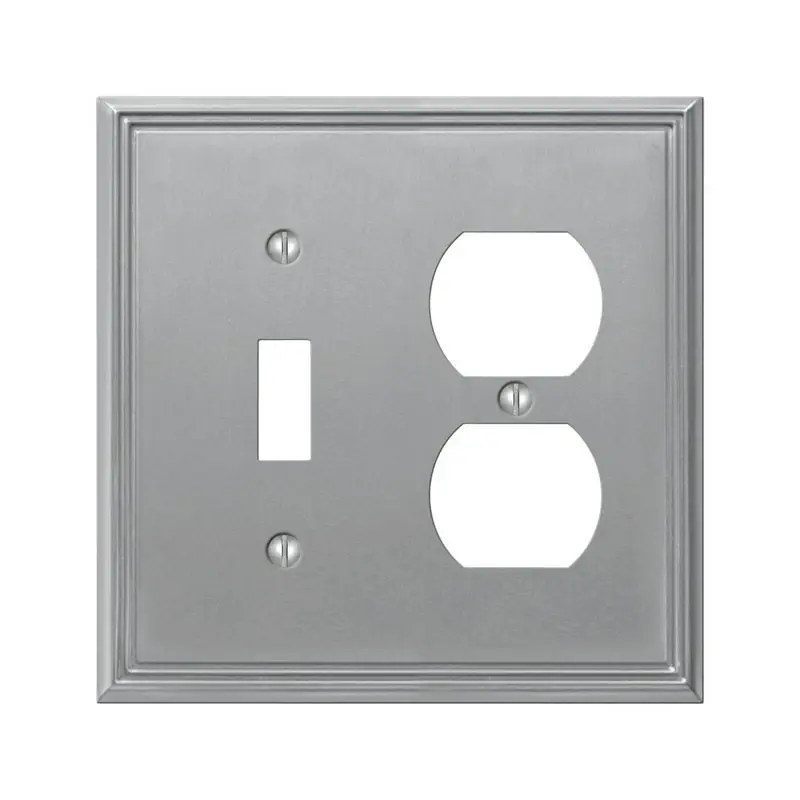 Amerelle Metro Brushed Nickel 2 Gang Die-Cast Metal Toggle Wall Plate 1 Pk