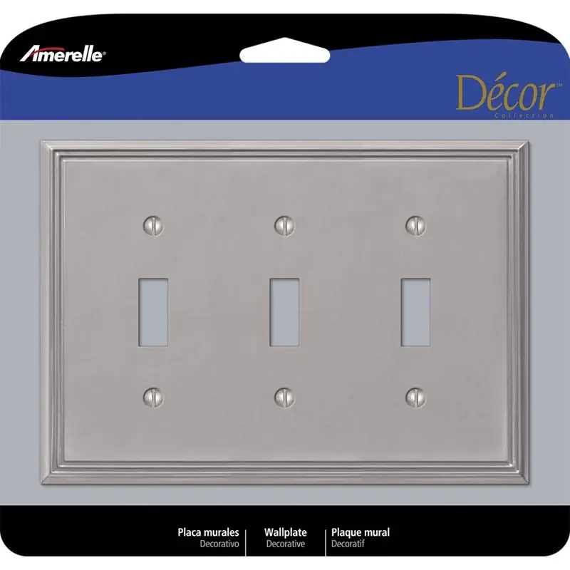 Amerelle Metro Brushed Nickel 3 Gang Die-Cast Metal Toggle Wall Plate 1 Pk