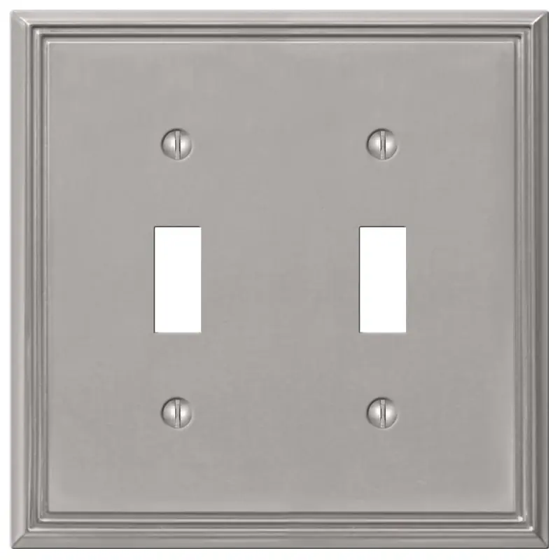 Amerelle Metro Brushed Nickel 2 Gang Die-Cast Metal Toggle Wall Plate 1 Pk