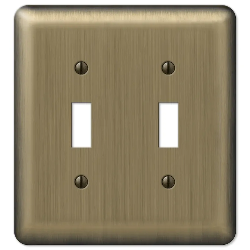 Amerelle Devon Brushed Brass 2 Gang Stamped Steel Toggle Wall Plate 1 Pk