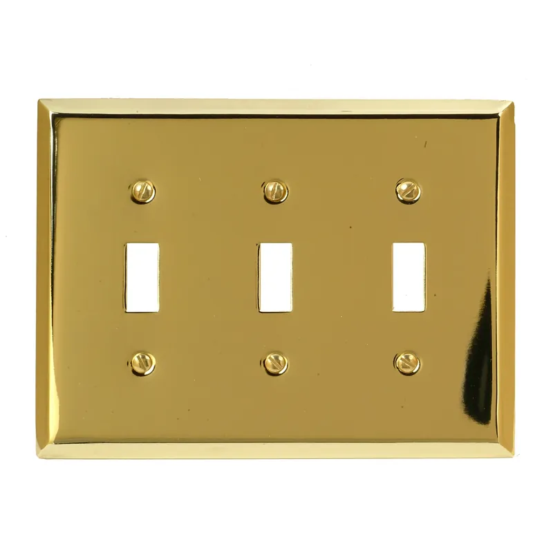 Amerelle Century Polished Brass 3 Gang Stamped Steel Toggle Wall Plate 1 Pk