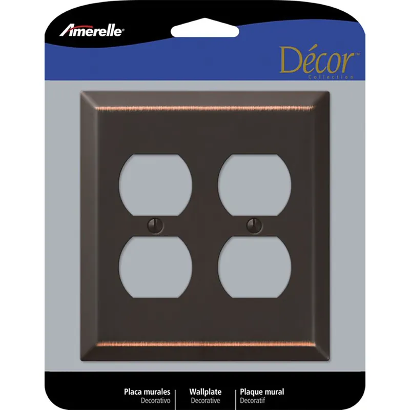 Amerelle Century Aged Bronze 2 Gang Stamped Steel Duplex Wall Plate 1 Pk