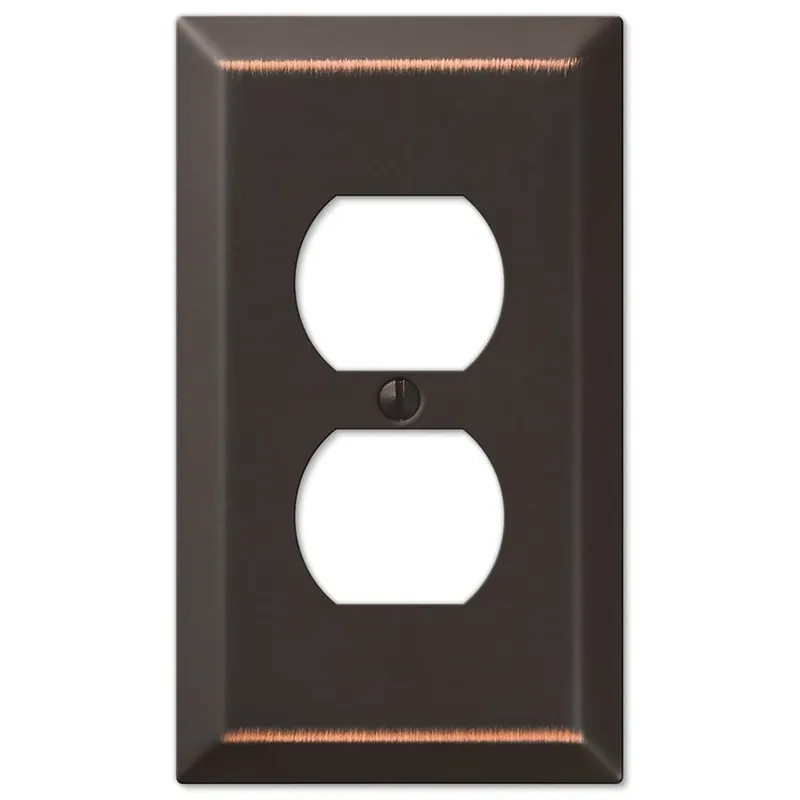 Amerelle Century Aged Bronze 1 Gang Stamped Steel Duplex Wall Plate 1 Pk