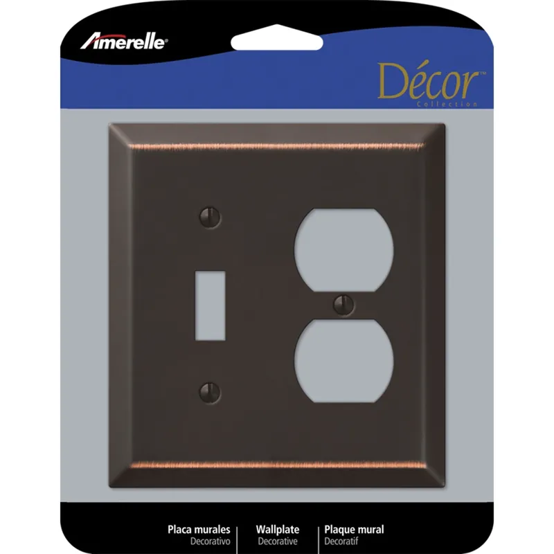 Amerelle Century Aged Bronze 2 Gang Stamped Steel Toggle Wall Plate 1 Pk
