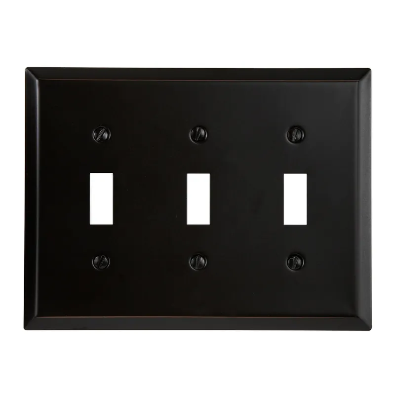 Amerelle Century Antique Bronze 3 Gang Stamped Steel Toggle Wall Plate 1 Pk