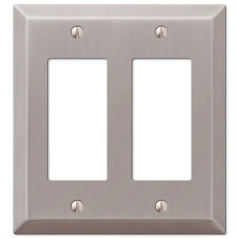 Amerelle Century Brushed Nickel 2 Gang Stamped Steel Decorator Wall Plate 1 Pk